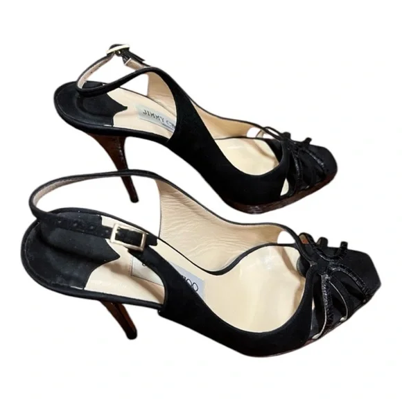 Jimmy Choo Black Leah Slingbacks Heels Size 39.5 - Picture 3 of 4